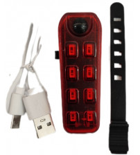 Código:95929 Pisca traseiro 8 leds recarregável USB